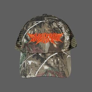 Sunday Mass Camo Insignia Mesh Back Cap Orange Stitching Grunge